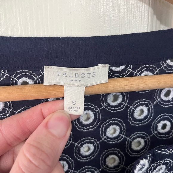 Talbots Swimsuit Cover Blue with White Eyelets V Neck - Picture 8 of 9